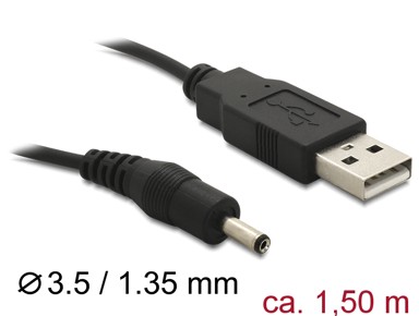 DELOCK USB Power kabel > DC 3,5×1,35 mm, 1,5 m